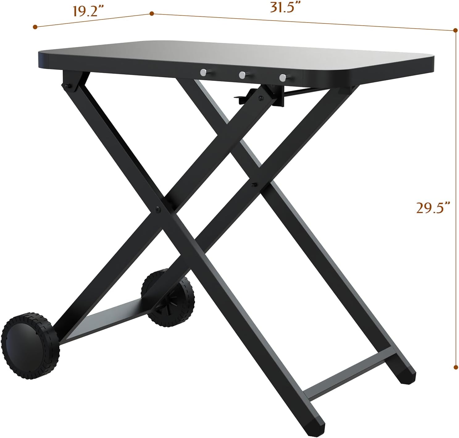 Portable Grill Table, Outdoor Prep Table with 2 Wheels, Pizza Oven Cart for Ninja Woodfire, Ninja Woodfire XL Pro, Weber Q, Ooni Table Top Grill, Folding Grill Cart for Picnic, Camping, RV